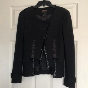 LeRok Black Tuxedo Sequin Blazer Sz Small